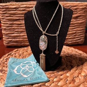 Kendra Scott Necklace Rayne Gold Long Pendant Necklace in Abalone Shell